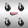 Service Caster 4 Inch 316SS Hard Rubber Wheel Swivel Top Plate Caster Set SCC-SS31620S414-HRS-4